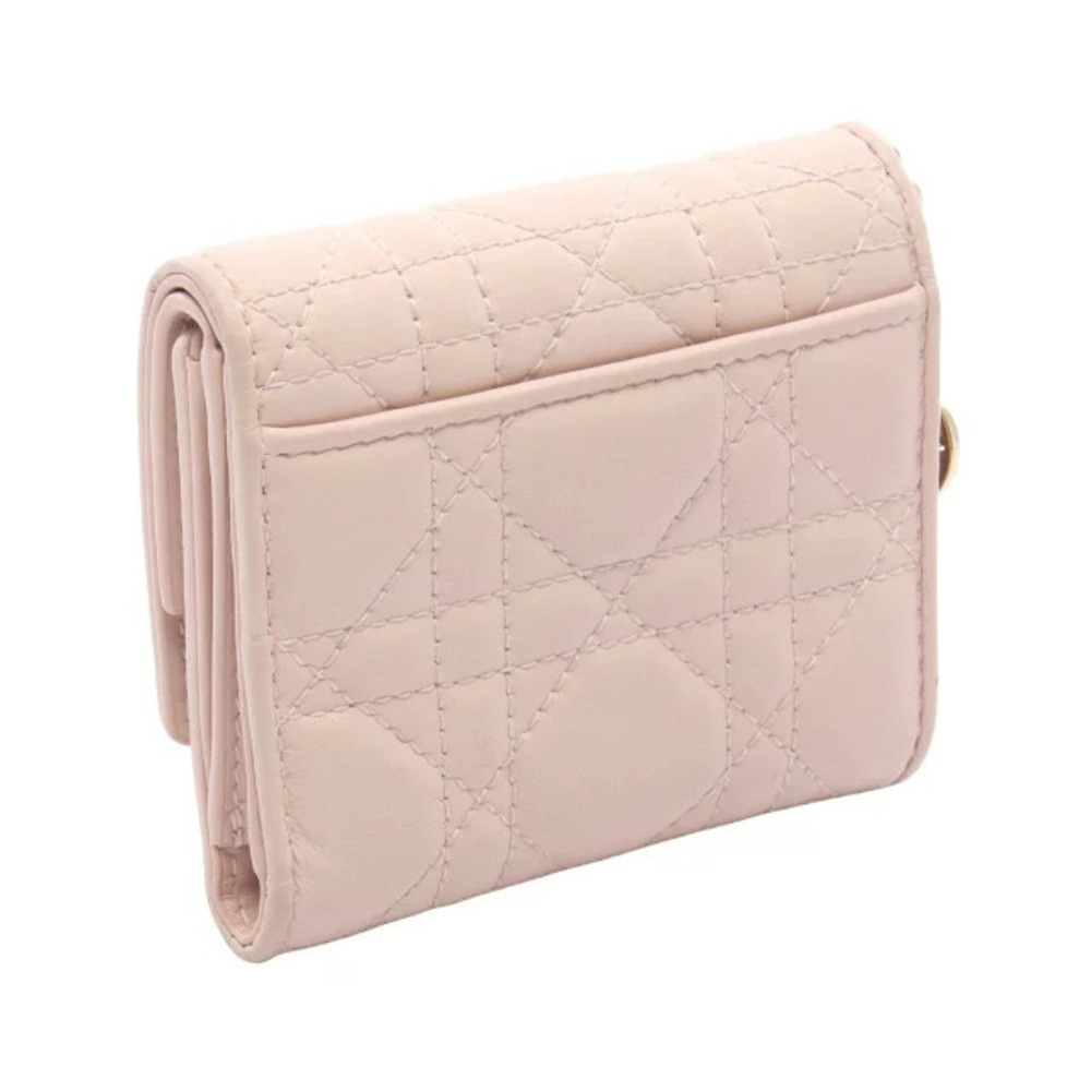 Dior Wallet Lotus fold Pink Tri Christian  Leather LADY Pink